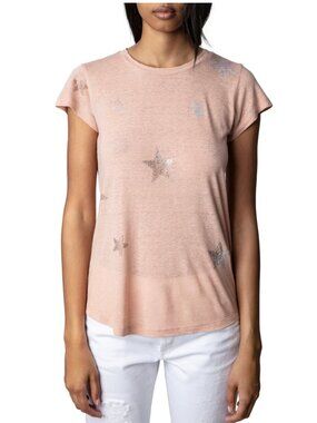 Zadig & Voltaire Strass Star Linen Blend T-Shirt NWT